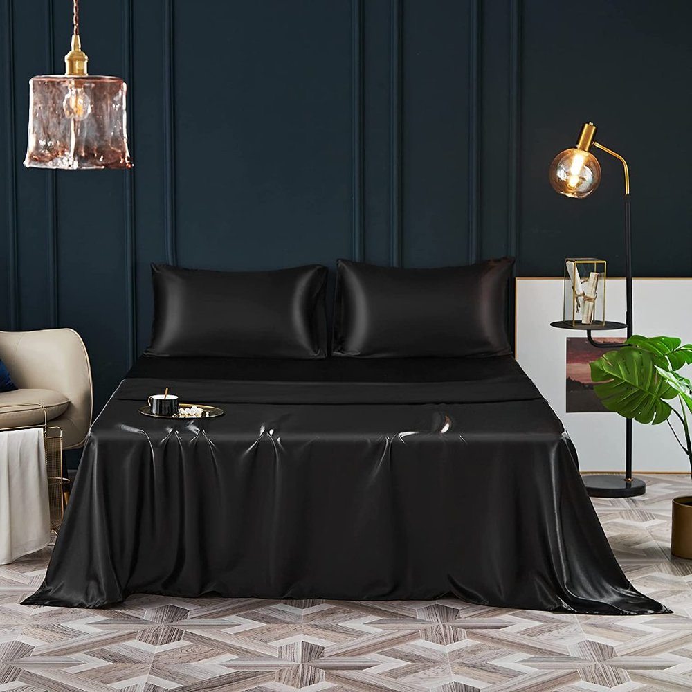 New 4 Pcs Satin Sheets Queen - Silk Silky Super Soft Extra Deep Pocket Queen set - Picture 16 of 16